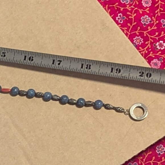 Red Coral Sodalite Stone Lariat Necklace Handmade Native Inspired Boho Choker - Picture 5 of 5